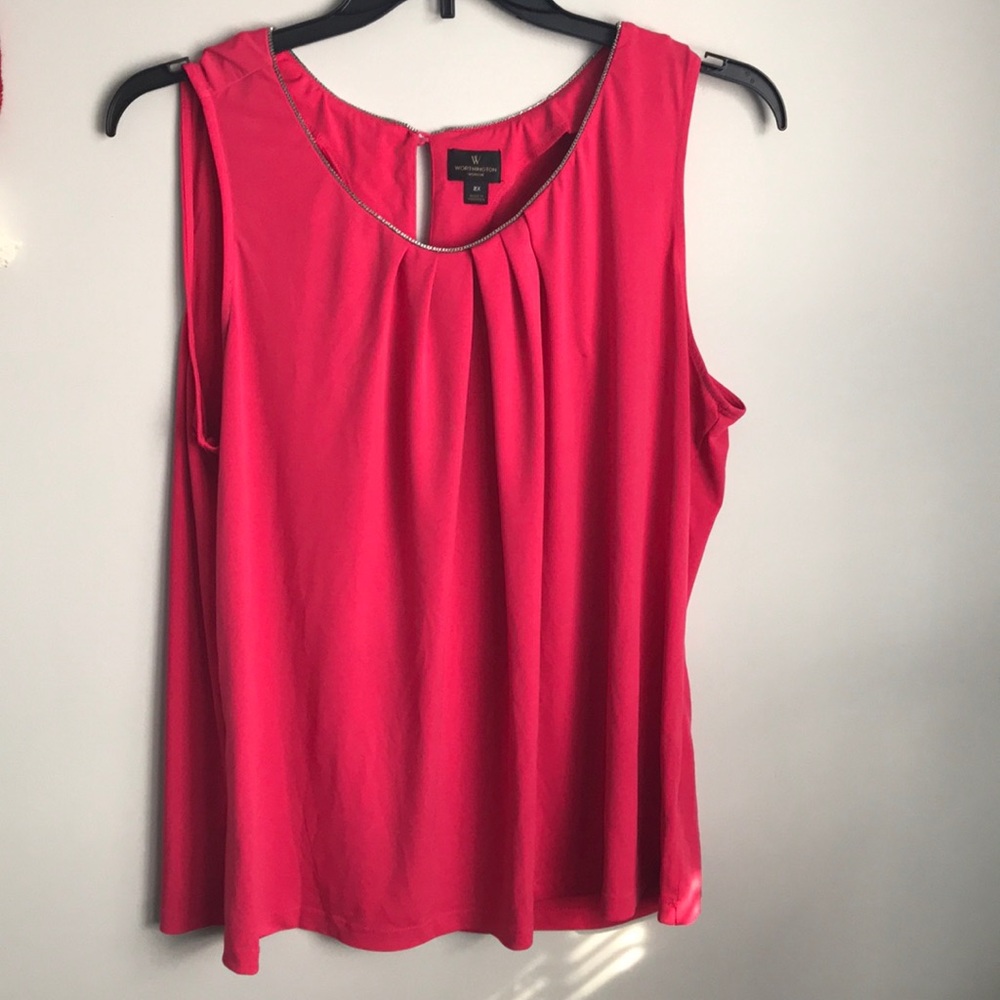 Coral Shell tank top beaded neckline